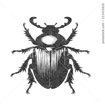 Scarab Beetle Insect Illustration on White Background in Old OverPrint Style Scarab Beetle Insect Illustration on White Background in Old OverPrint Style 121433828