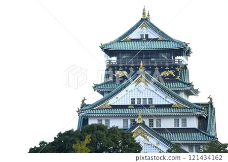 清晨,顧客進入展望台前的大阪城天守閣(固定攝影) 清晨,顧客進入展望台前的大阪城天守閣(固定攝影) 121434162