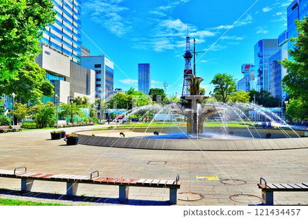 Scenery of Odori Park in Sapporo, Hokkaido in summer Scenery of Odori Park in Sapporo, Hokkaido in summer 121434457