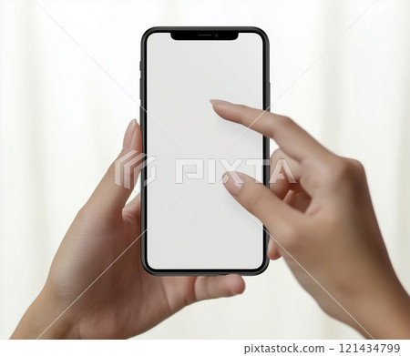 操作智慧型手機的手的模型 121434799
