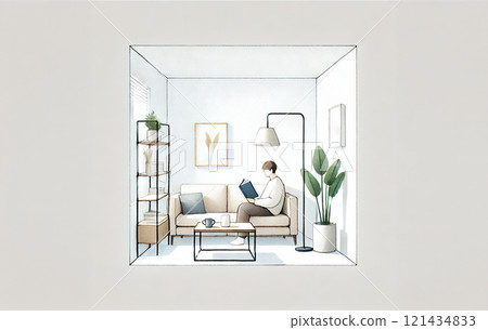 Bright living room interior image 121434833