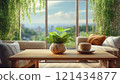 A room with plants 121434877