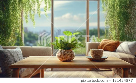 A room with plants 121434877
