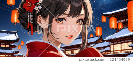 Beautiful girl visiting the shrine for the first time Beautiful girl visiting the shrine for the first time 121434939