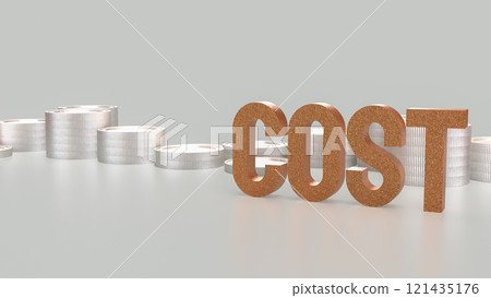 The Gold cost text and  coins for business concept 3d rendering. 121435176