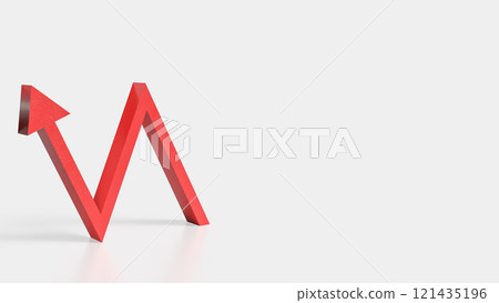 The Red arrow wave on white Background for Business concept 3d rendering. The Red arrow wave on white Background for Business concept 3d rendering. 121435196