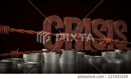 The crisis text and coins for Business concept 3d rendering. 121435209