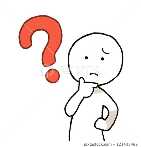 Illustration of a person holding a question mark 121435469