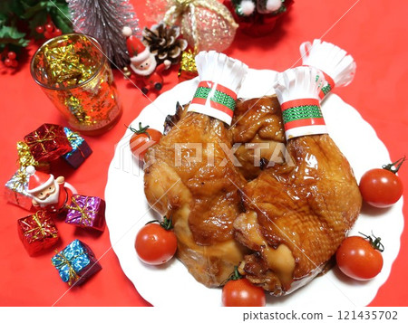 Roasted chicken Christmas image 121435702