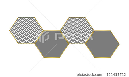 Japanese-style hexagonal frame, text frame, black Japanese-style hexagonal frame, text frame, black 121435712