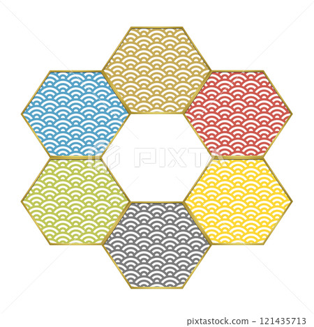 Japanese-style hexagonal frame, text frame, 6 colors Japanese-style hexagonal frame, text frame, 6 colors 121435713