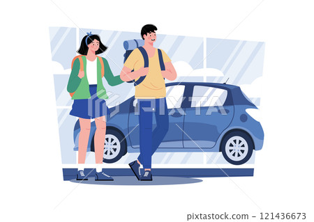 Car rental agent providing vehicles for exploration. 121436673