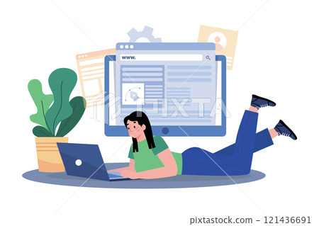 UX designer improving website usability to boost SEO. 121436691