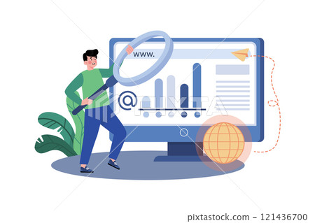 SEO specialist researching keywords for a client's website. SEO specialist researching keywords for a client's website. 121436700