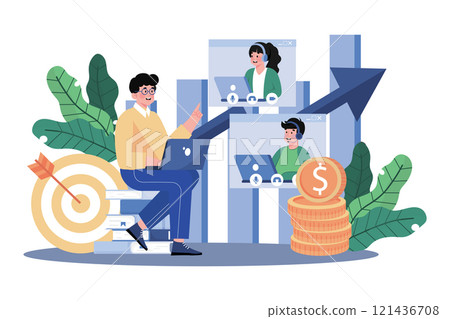 Customer service manager setting service goals. 121436708