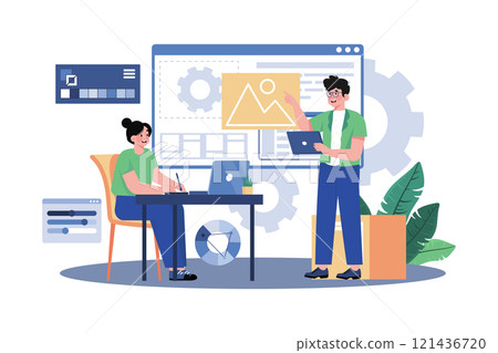 Designer collaborating on product design. 121436720