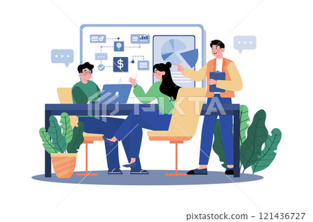 Sales manager brainstorming sales strategies. 121436727