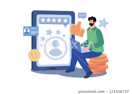 Customer service representative improving customer satisfaction rates. Customer service representative improving customer satisfaction rates. 121436737