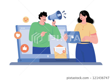 Social media manager creating a social media marketing plan. Social media manager creating a social media marketing plan. 121436747
