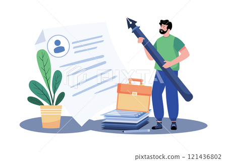 Job seekers complete the necessary paperwork and forms for employment. 121436802