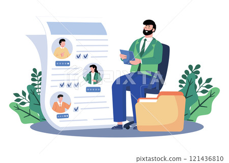 Employers review resumes and cover letters to identify potential candidates. 121436810