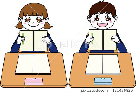 小學生在課堂上看書 小學生在課堂上看書 121436829