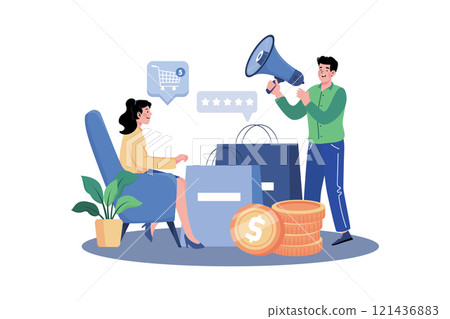 Sales representatives promote advertising space to clients. Sales representatives promote advertising space to clients. 121436883