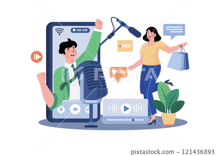Advertising Agency Illustration concept. A flat illustration isolated on white background Advertising Agency Illustration concept. A flat illustration isolated on white background 121436893