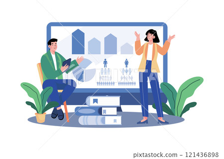 Market researchers analyze data to understand consumer behavior. 121436898
