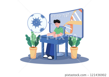 A student studies for a biology exam. 121436902