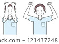 Illustration of a man stretching his shoulders 121437248