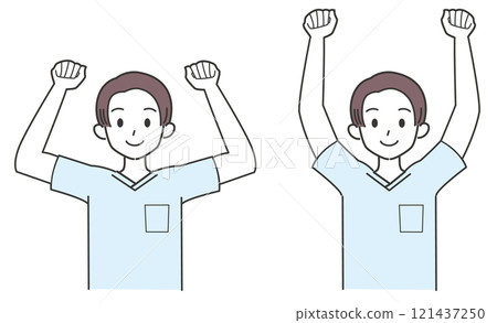 Illustration of a man stretching his shoulders 121437250