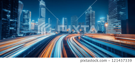 夜色中繁华的城市插画 121437339