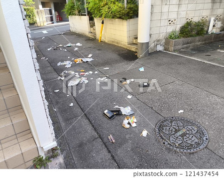 垃圾傾倒在路上 121437454
