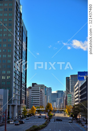 [愛知縣]名古屋市景，秋天的櫻花街，一排排黃葉的銀杏樹 121437460