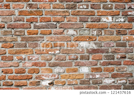 Closeup view of the red wall. Abstract pattern of a brick wall Closeup view of the red wall. Abstract pattern of a brick wall 121437616