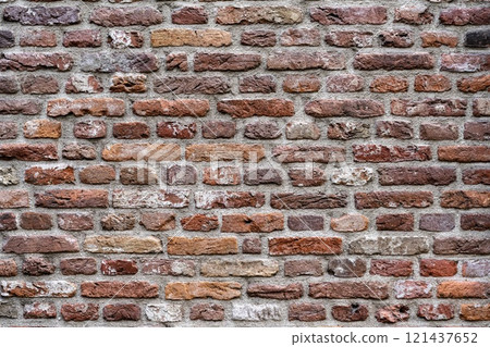 Closeup view of the red wall. Abstract pattern of a brick wall Closeup view of the red wall. Abstract pattern of a brick wall 121437652