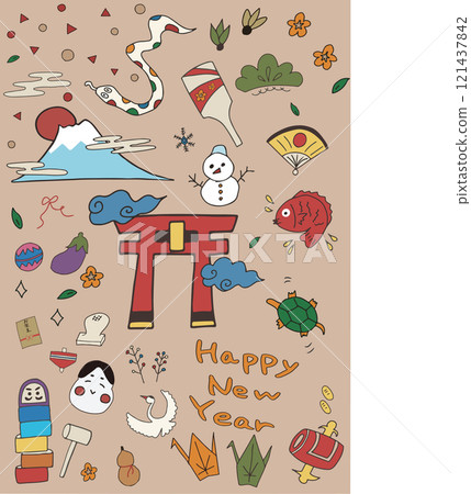 Illustration frame material for New Year's 121437842