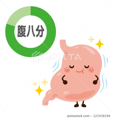 Character illustration of a full stomach 121438194