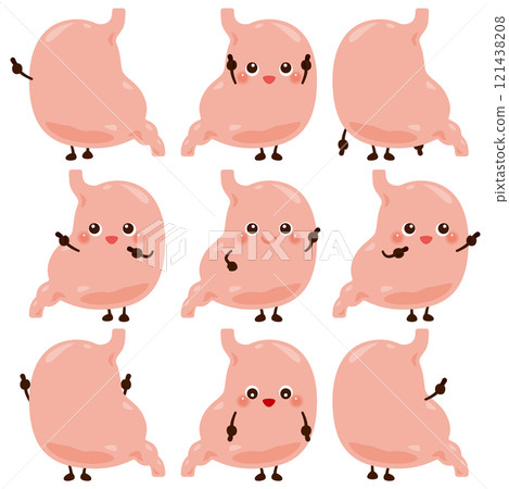 Stomach character set pointing Stomach character set pointing 121438208