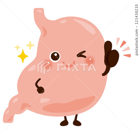 胃的人物插圖給了一個好兆頭 胃的人物插圖給了一個好兆頭 121438210