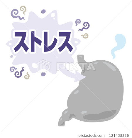 Illustration of a stomach that becomes depressed due to stress 121438226