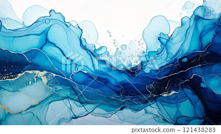 奢華水彩風格背景插畫酒精墨水藝術傳單/網頁/影片背景素材16:9尺寸 121438283