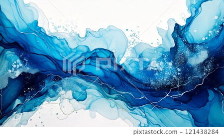 奢華水彩風格背景插畫酒精墨水藝術傳單/網頁/影片背景素材16:9尺寸 121438284
