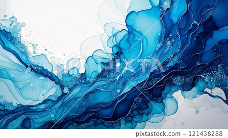 Luxurious watercolor-style background illustration Alcohol ink art Flyer, web, video background material 16:9 size 121438288