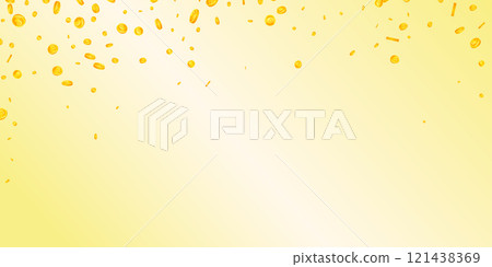 European Union Euro coins falling. Scattered gold EUR coins. Europe money. Great business success concept. Wide vector illustration. European Union Euro coins falling. Scattered gold EUR coins. Europe money. Great business success concept. Wide vector illustration. 121438369