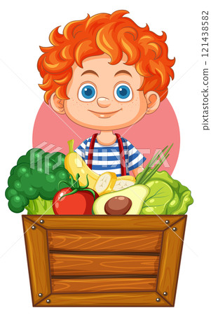 Boy with Fresh Vegetables 121438582