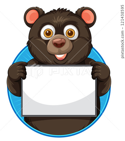 Cute Bear Holding Blank Sign Cute Bear Holding Blank Sign 121438595