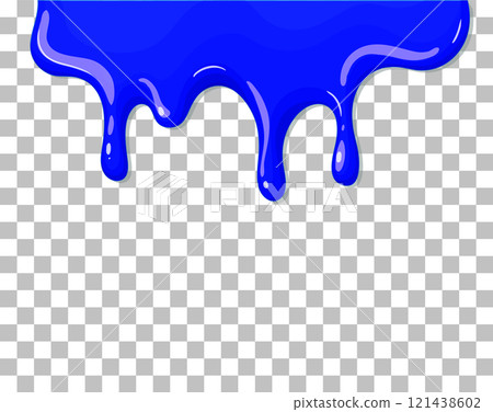 Blue Paint Dripping on Transparent Background 121438602