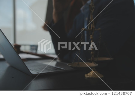 Law theme, gavel or mallet of the judge, lawyer enforcement officers, evidence-based cases taken into account in the court abount business, legislation. 121438707